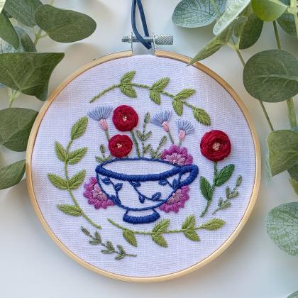 Teacup Hand Embroidery Pattern | Te..