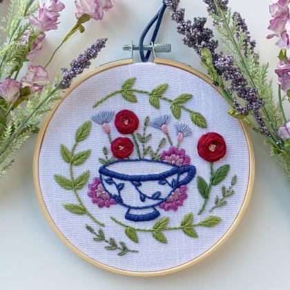 Teacup Hand Embroidery Pattern | Te..