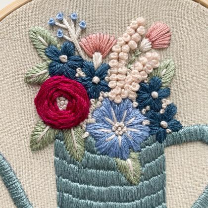 Floral Watering Can | Hand Embroide..