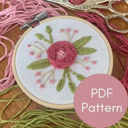 English Rose Embroidery Pattern | P..
