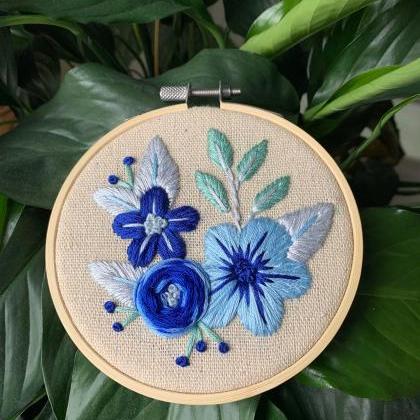 Blue Flower Bundle Embroidery Pattern | Instant..