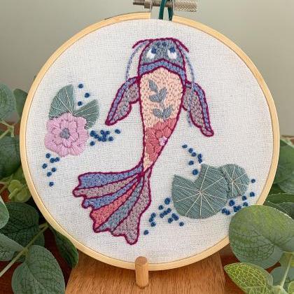 Koi Fish Hand Embroidery Pattern | ..