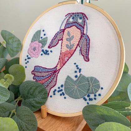 Koi Fish Hand Embroidery Pattern | ..