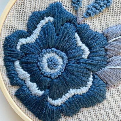 Blue Anemone Hand Embroidery Patter..