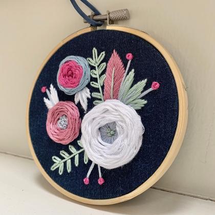 Blue Jean Blooms Embroidery Pattern..