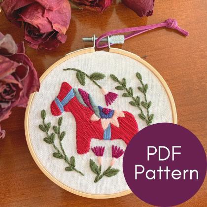 Swedish Dala Horse Hand Embroidery ..