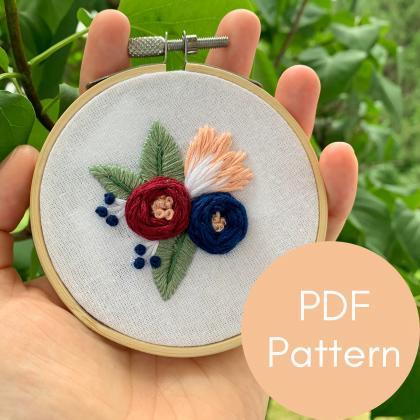 Simple Roses Embroidery Pattern | Pdf Beginner..