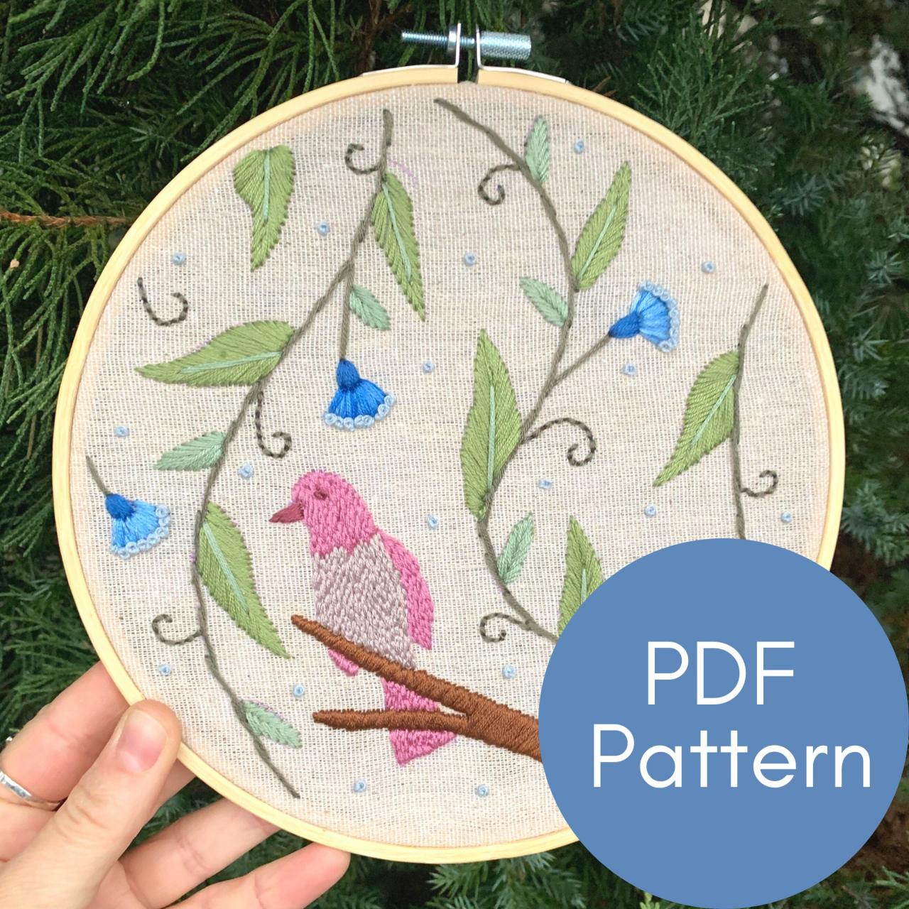 Whimsical Bird Embroidery Pattern | Hand Embroidery Pattern | Nature Embroidery | Embroidery Guide | DIY Embroidery | Beginner Embroidery