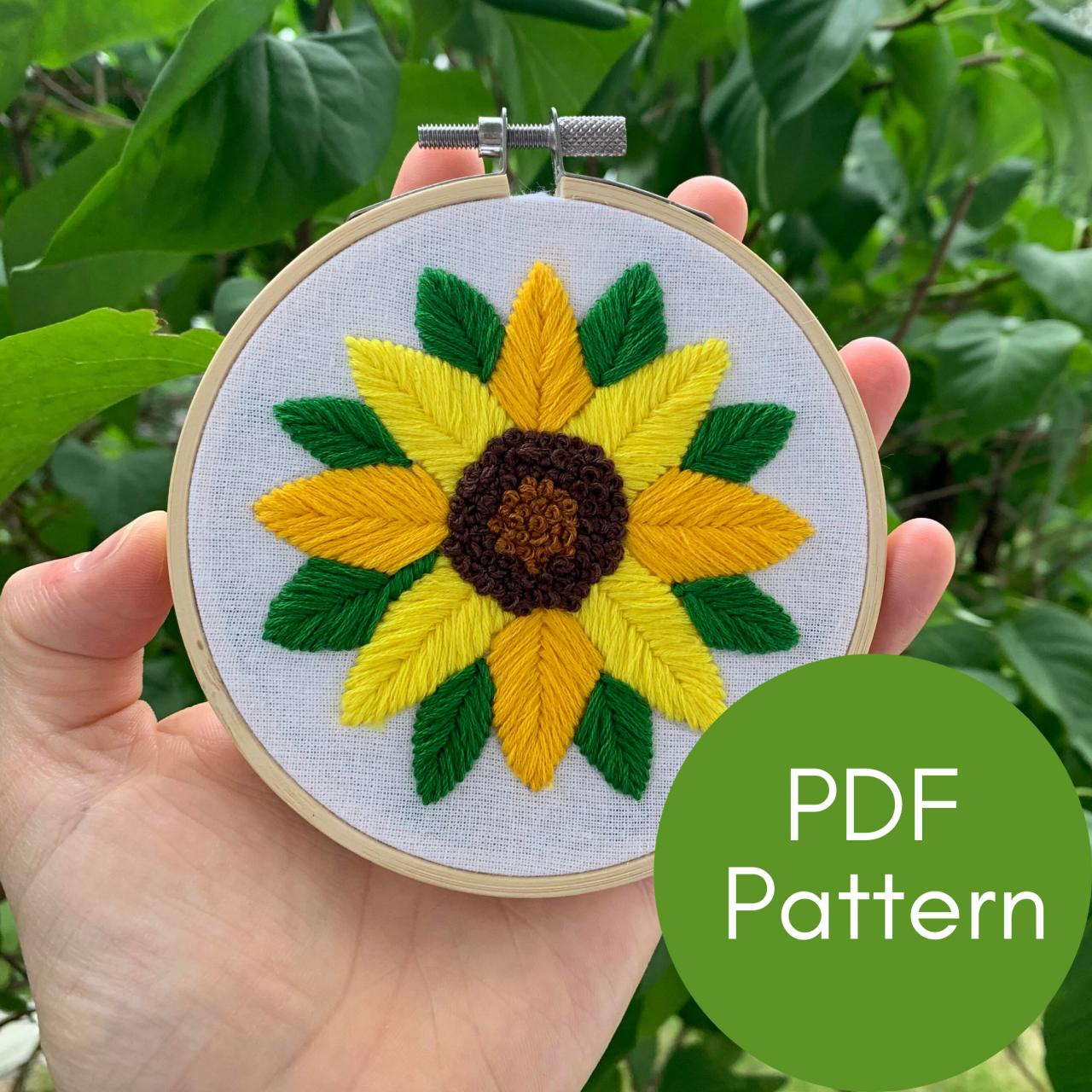 Sunflower Embroidery Pattern | PDF Digital Download | Modern Embroidery Pattern | Instant Download | Flower Pattern | DIY Embroidery Guide