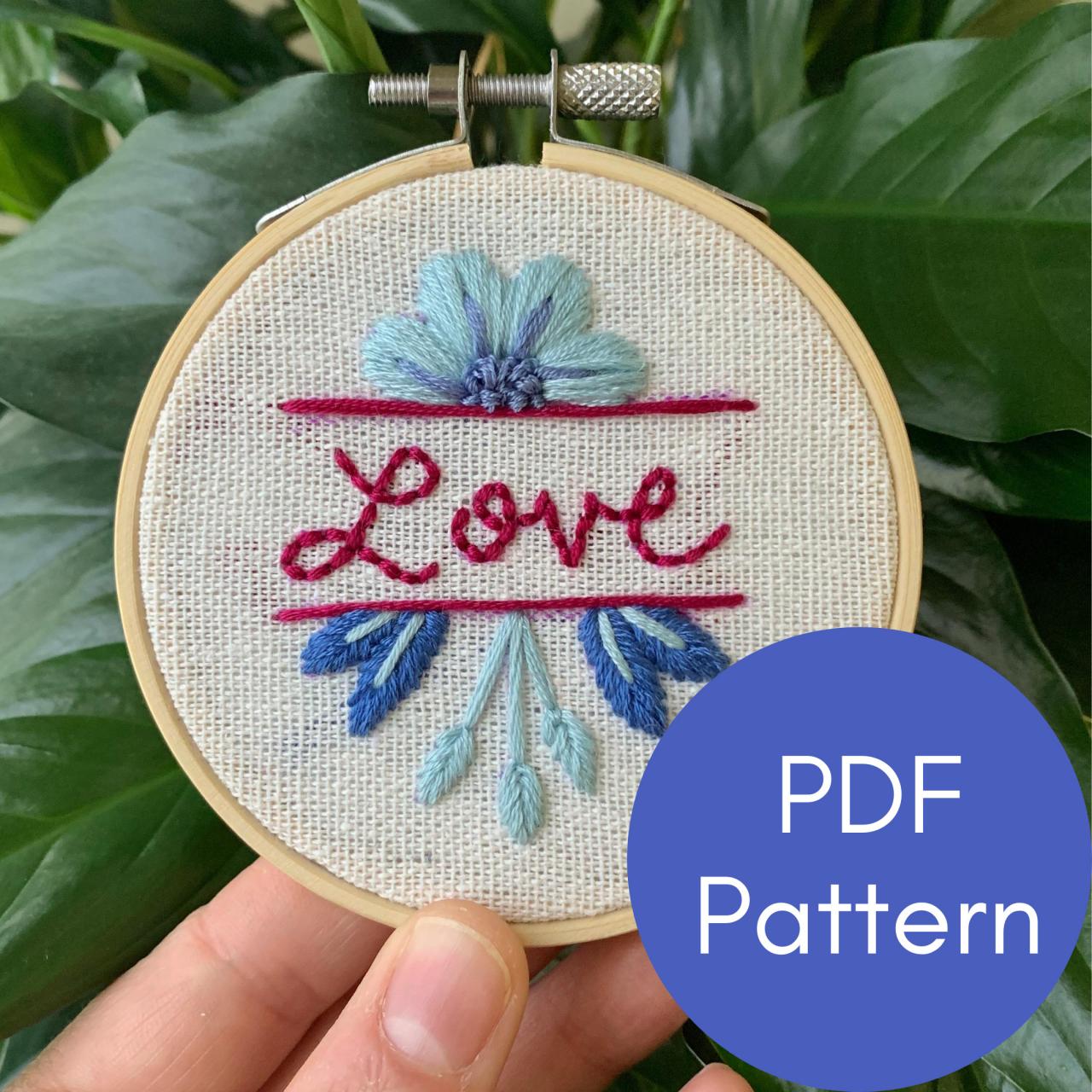 Love Embroidery Pattern | Instant Download Embroidery Pattern | Modern Embroidery | Letter Embroidery | Diy Embroidery | Diy | Guide