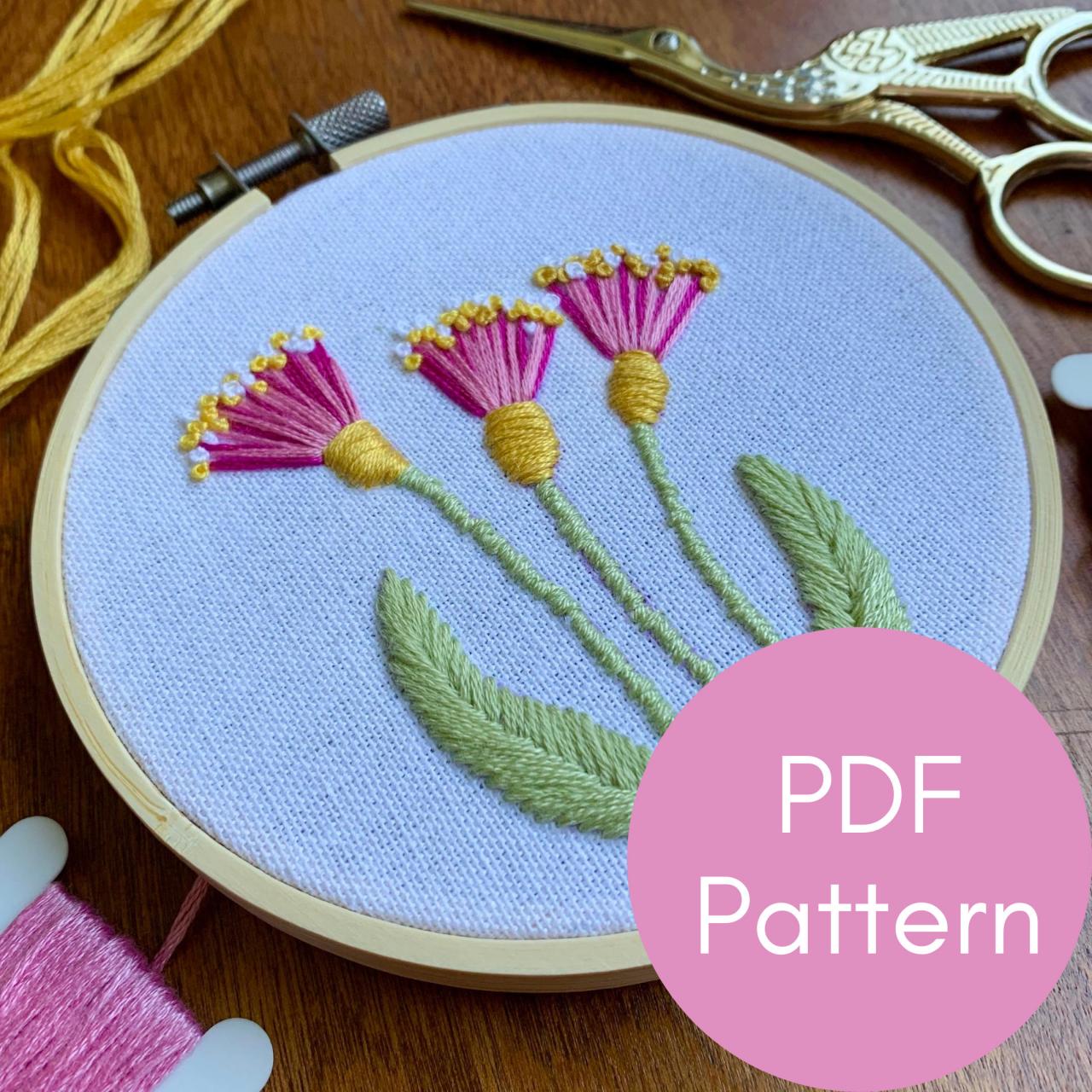 Triangle Flowers Embroidery Pattern | Beginner Embroidery | Digital Download | Embroidery Guide | Modern Embroidery Pattern | DIY Flowers