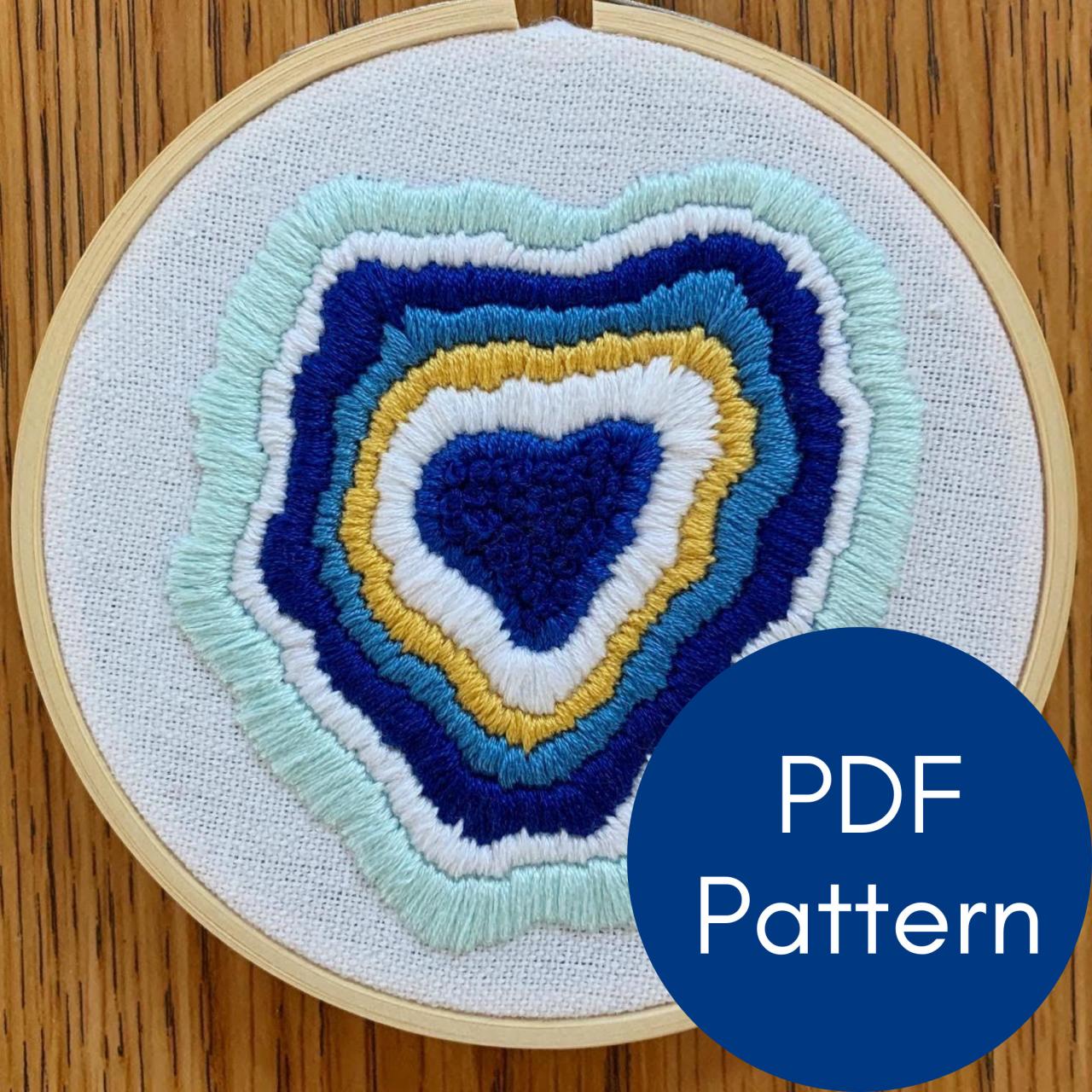 Geode Embroidery Pattern | Digital Download Embroidery | Embroidery Guide | Modern Embroidery | Satin Stitch | Geology Gift | DIY Craft