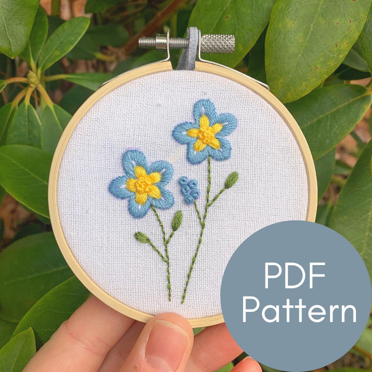 Forget Me Not Hand Embroidery Pattern | Floral Embroidery | Digital Download | Mother's Day Embroidery | Baby Shower Embroidery | DIY Art