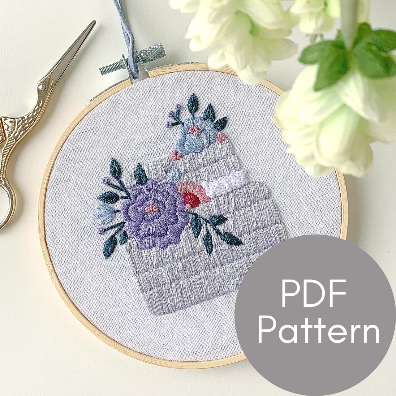 Wedding Cake Hand Embroidery Pattern | PDF Pattern | Wedding Embroidery | Beginner Embroidery | DIY Wedding Gift | Floral Wedding Cake | Art