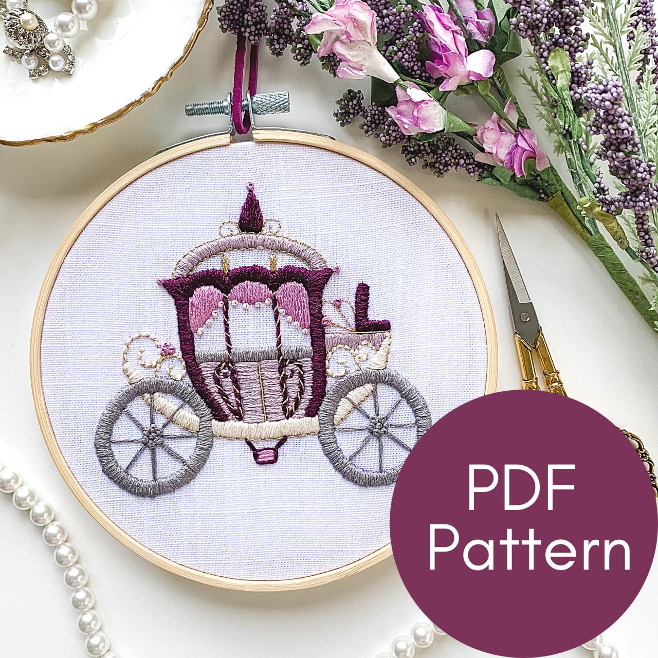Royal Carriage Hand Embroidery Pattern | State Coach | Modern Embroidery | Bridgerton Embroidery | Digital Download | London, England | Art