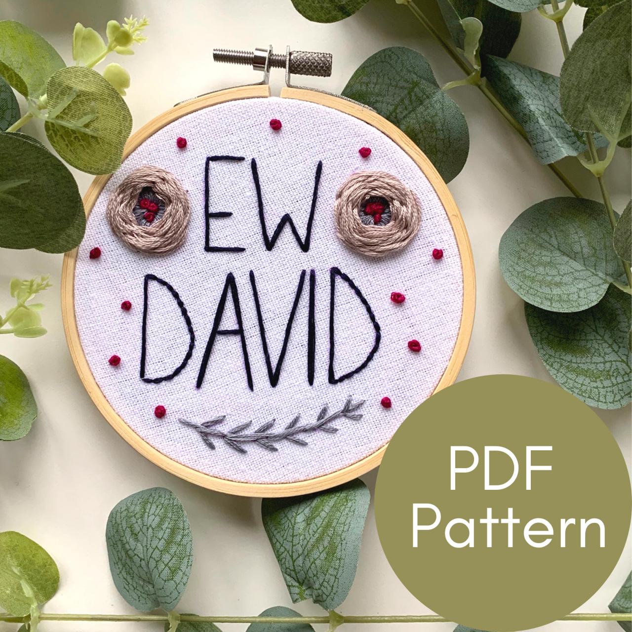 Ew David Hand Embroidery Pattern | Schitt's Creek Embroidery | Hand Embroidery | David Rose | Alexis Rose Quote | Fun Embroidery | DIY Art.
