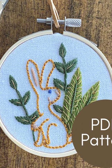 Little Rabbit Embroidery Pattern | DIY Embroidery | DIY Ornament | DIY Baby Shower Gift | Cute Embroidery | Digital Download Pattern | Art