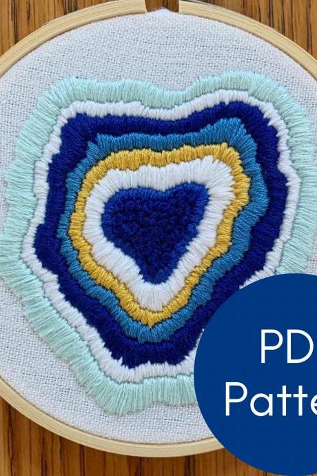 Geode Embroidery Pattern | Digital Download Embroidery | Embroidery Guide | Modern Embroidery | Satin Stitch | Geology Gift | DIY Craft