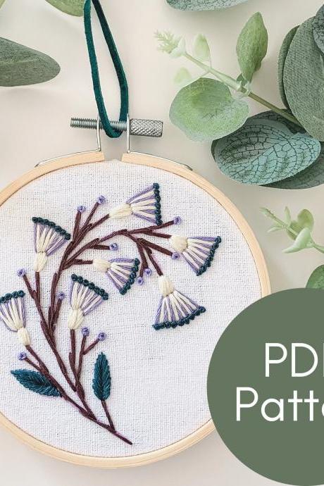 Bending Blooms Hand Embroidery Pattern | Beginner Embroidery | Embroidery Guide | Botanical Embroidery | Modern Embroidery | Floral DIY Art