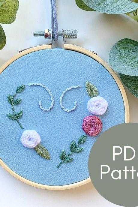 Simple Heart Hand Embroidery Pattern | Beginner Embroidery | Valentine's Embroidery | Love Embroidery | Floral Heart Embroidery Pattern