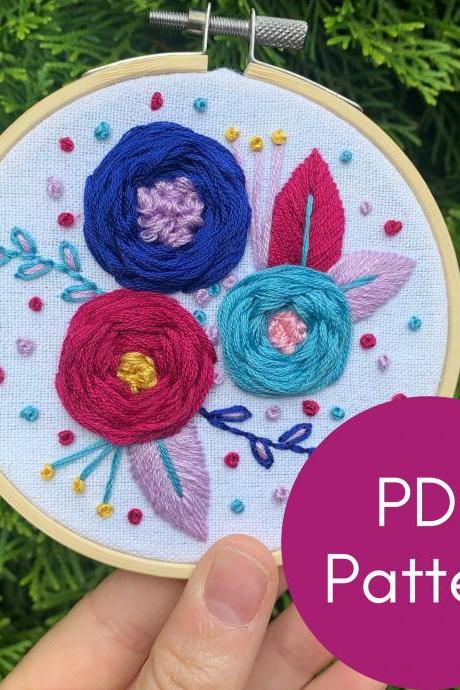 French Knot Blooms | DIY Floral Embroidery Pattern | Embroidery Guide | Digital Download Embroidery Pattern | Modern Embroidery | Printable