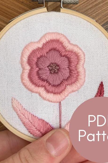 Tri-Colored Flower Embroidery Pattern | Beginner Embroidery | DIY Embroidery | Simple Embroidery | Digital Download | PDF Download | Floral