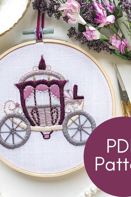 Royal Carriage Hand Embroidery Pattern | State Coach | Modern Embroidery | Bridgerton Embroidery | Digital Download | London, England | Art