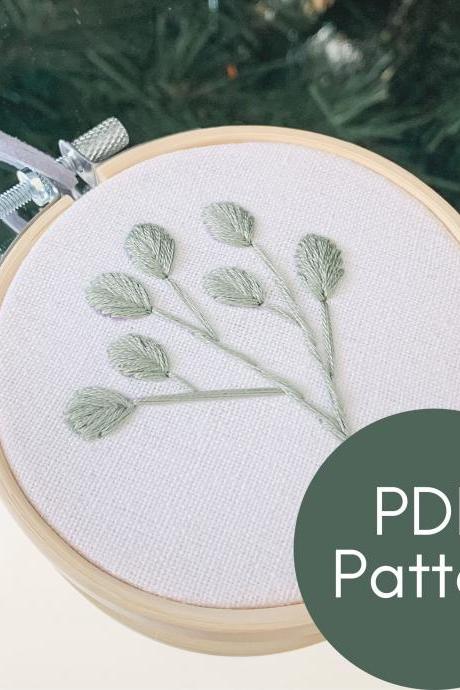 Eucalyptus Leaves Hand Embroidery Pattern | Digital Download | Simple Embroidery | Modern Embroidery | Beginner Embroidery | Leaf Embroidery