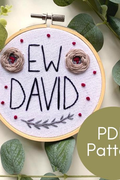 Ew David Hand Embroidery Pattern | Schitt's Creek Embroidery | Hand Embroidery | David Rose | Alexis Rose Quote | Fun Embroidery | DIY Art.