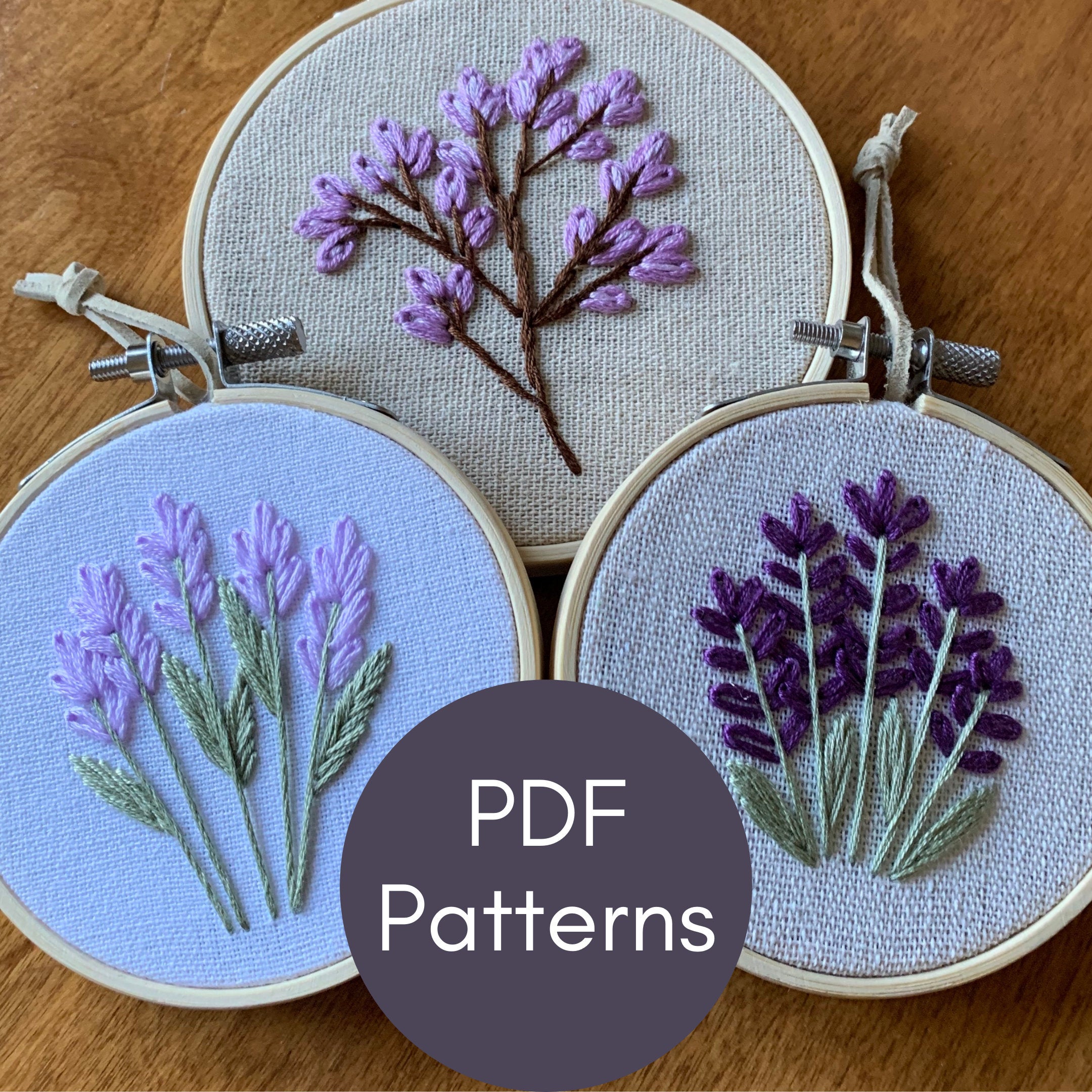 Lavender Hand Embroidery Pattern Pack Beginner Embroidery Pack