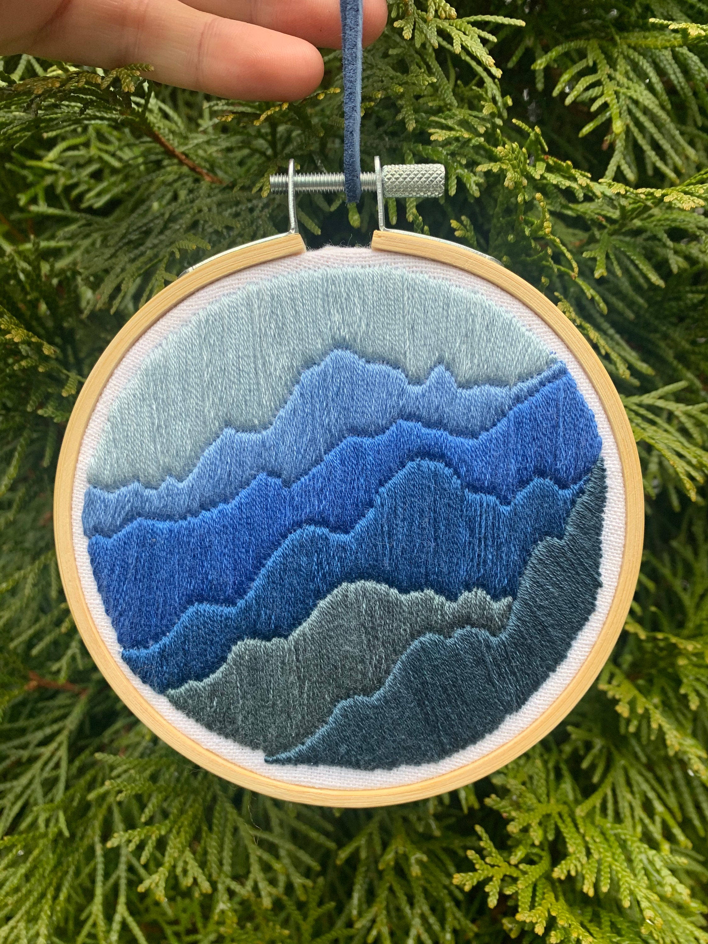 Mountain Range Hand Embroidery Pattern Mountain Artwork Satin