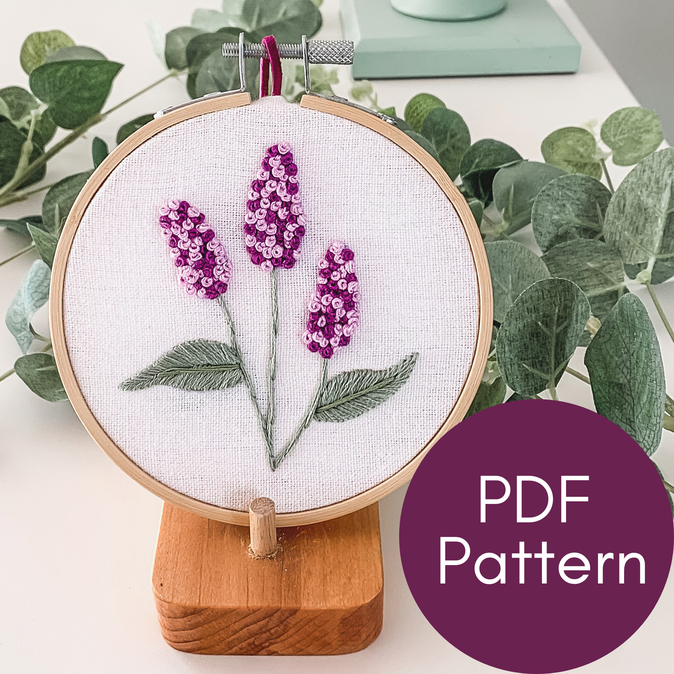 Lilacs Hand Embroidery Pattern Modern Embroidery French Knots